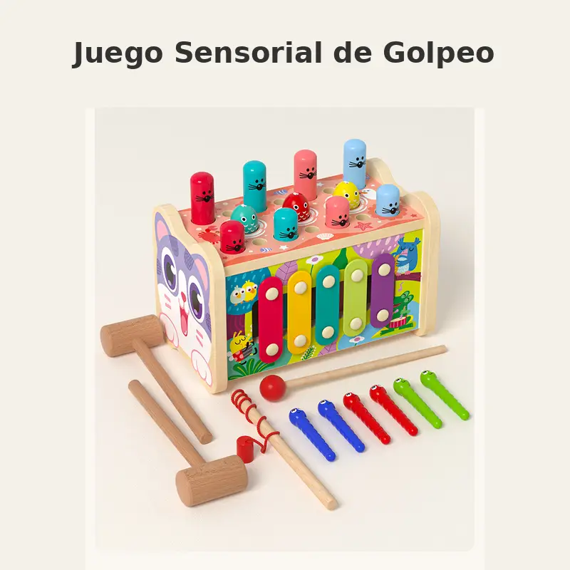 Juguete Sensorial Musical con Xilófono y Juego de Golpeo