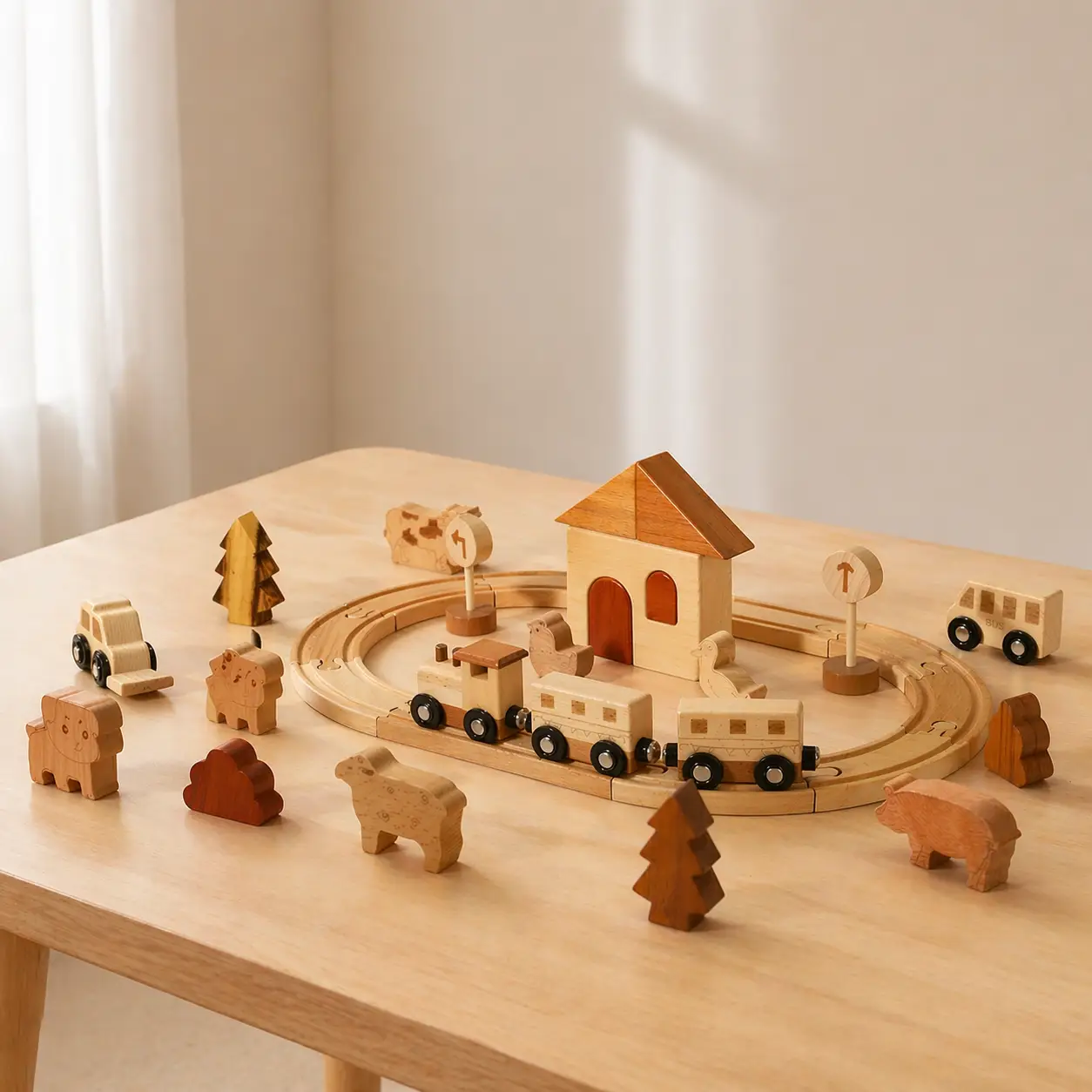 Tren de Madera Montessori con Granja y Animales - Portada